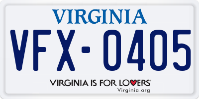 VA license plate VFX0405