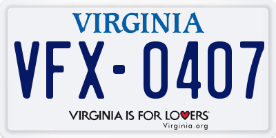 VA license plate VFX0407