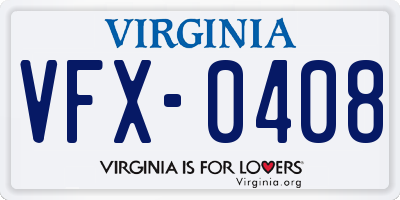 VA license plate VFX0408