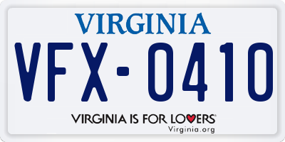 VA license plate VFX0410