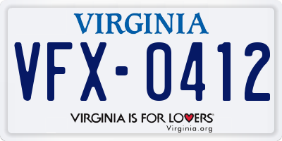 VA license plate VFX0412