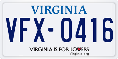VA license plate VFX0416