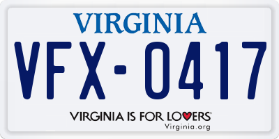VA license plate VFX0417