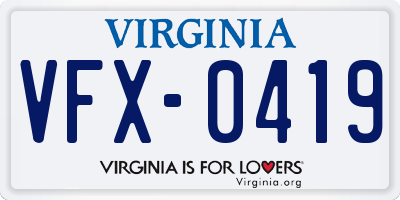 VA license plate VFX0419