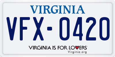 VA license plate VFX0420
