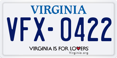 VA license plate VFX0422