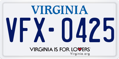 VA license plate VFX0425