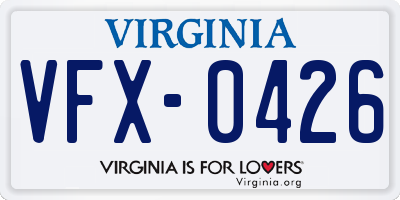 VA license plate VFX0426