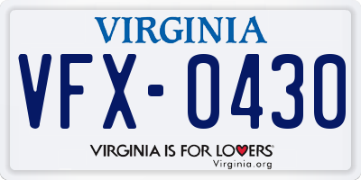 VA license plate VFX0430