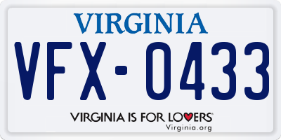 VA license plate VFX0433