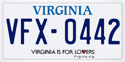VA license plate VFX0442