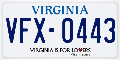 VA license plate VFX0443