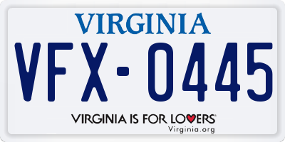 VA license plate VFX0445