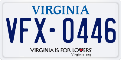 VA license plate VFX0446