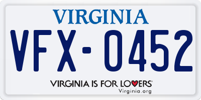 VA license plate VFX0452