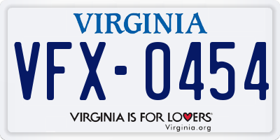 VA license plate VFX0454