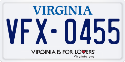 VA license plate VFX0455