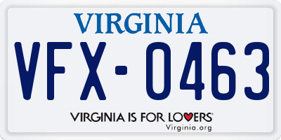 VA license plate VFX0463