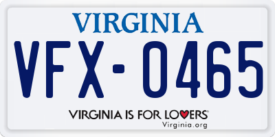 VA license plate VFX0465