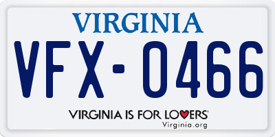 VA license plate VFX0466
