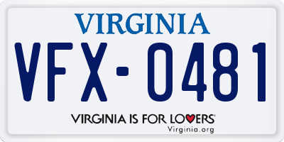VA license plate VFX0481