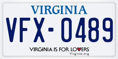 VA license plate VFX0489
