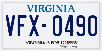 VA license plate VFX0490