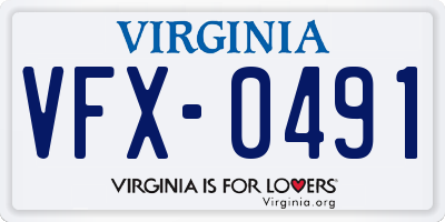 VA license plate VFX0491
