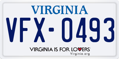 VA license plate VFX0493