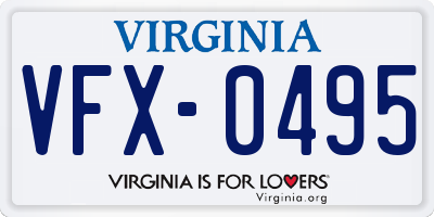 VA license plate VFX0495