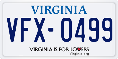 VA license plate VFX0499