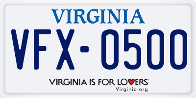 VA license plate VFX0500