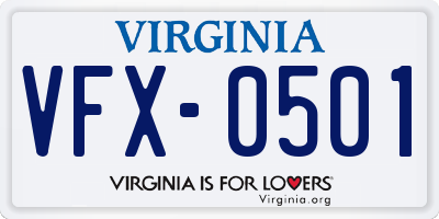 VA license plate VFX0501