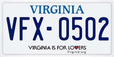 VA license plate VFX0502