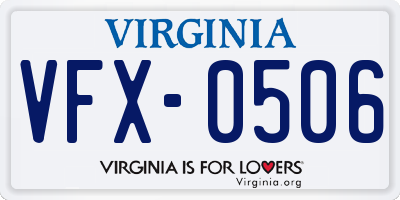 VA license plate VFX0506