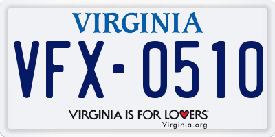 VA license plate VFX0510