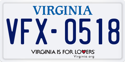 VA license plate VFX0518