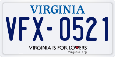 VA license plate VFX0521