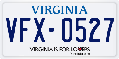 VA license plate VFX0527