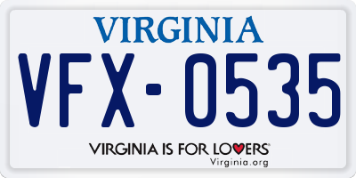 VA license plate VFX0535