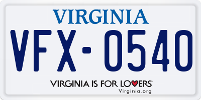 VA license plate VFX0540