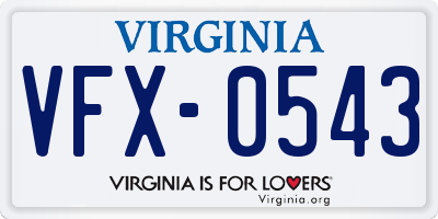 VA license plate VFX0543