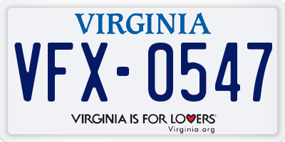 VA license plate VFX0547