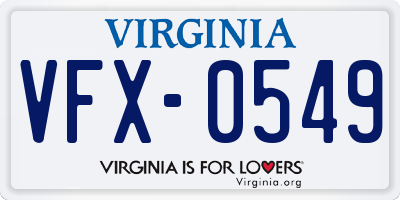VA license plate VFX0549