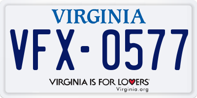 VA license plate VFX0577