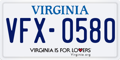 VA license plate VFX0580