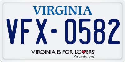 VA license plate VFX0582