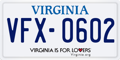 VA license plate VFX0602