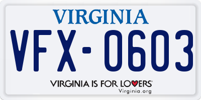 VA license plate VFX0603