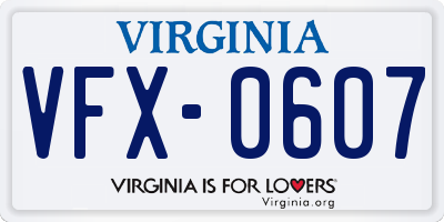 VA license plate VFX0607